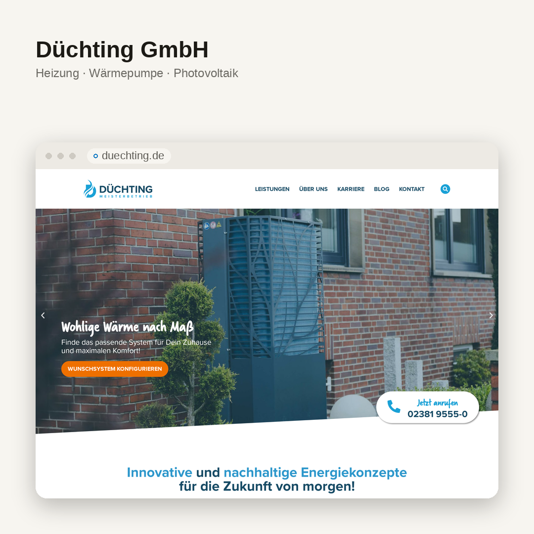 Startseite der Website von Düchting GmbH aus Hamm