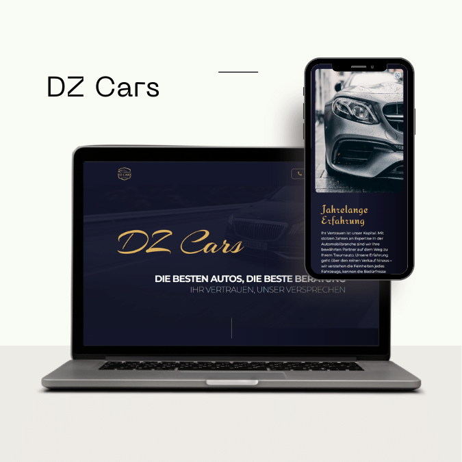 Website von DZ Cars auf Laptop und Smartphone